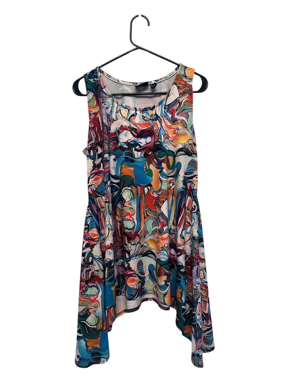 Woman in Control Abstract Multicolor Sleeveless Tunic Top Medium Petite